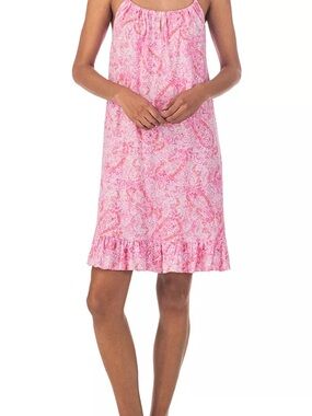 Lauren Ralph Lauren Short Tunnel Neck Strap Nightgown Pink Sz Medium